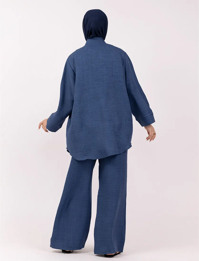 Navy Linen Feel Co Ord